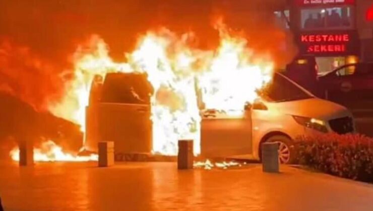 Bursa’da büyükşehir başkan adayının makam aracı alev alev yandı