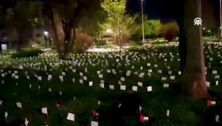 Gazze'de öldürülen çocukların anısına Fransa'da binlerce Filistin bayrağı dikildi