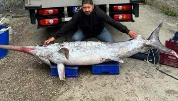 Karataş’ta 150 kiloluk kılıç balığı yakalandı