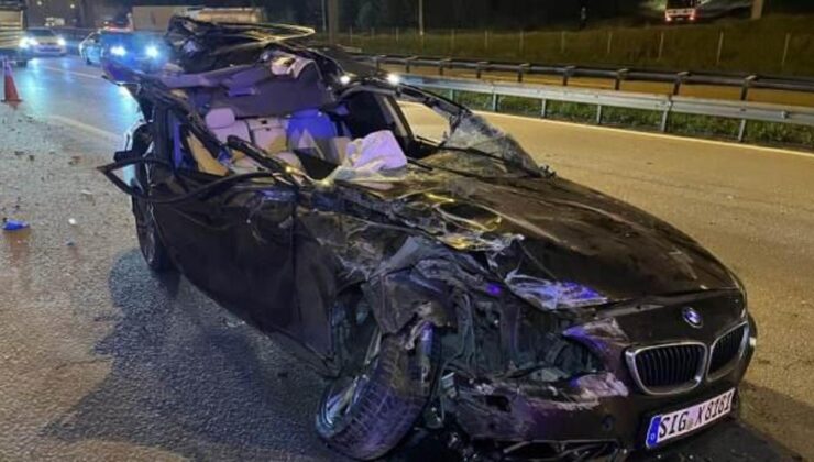 TEM’de kahreden kaza! Aracın tavanı bile koptu