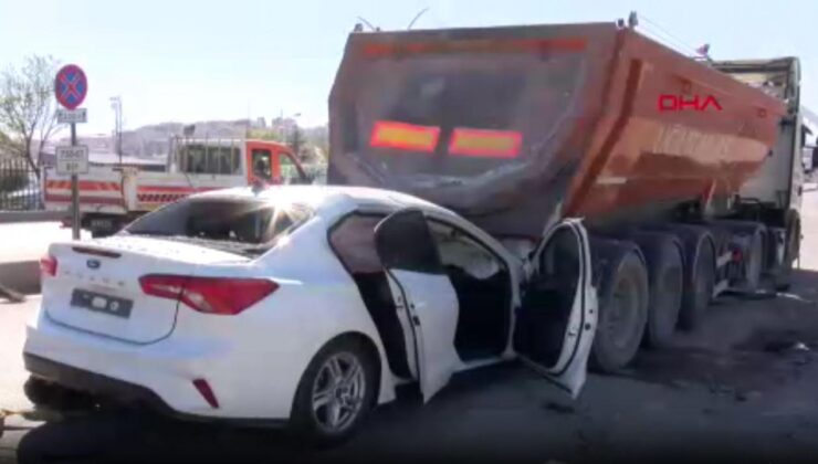 Ankara’da feci kaza: Park halindeki kamyona çarpan otomobilin sürücüsü öldü