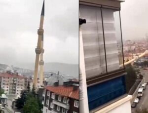 Fırtına iki ilde minareleri yıktı