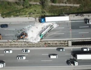 TEM Otoyolu’nda zincirleme kaza: İstanbul yönü trafiğe kapandı